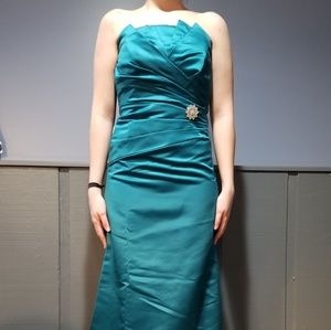 Teal Satin Formal Gown